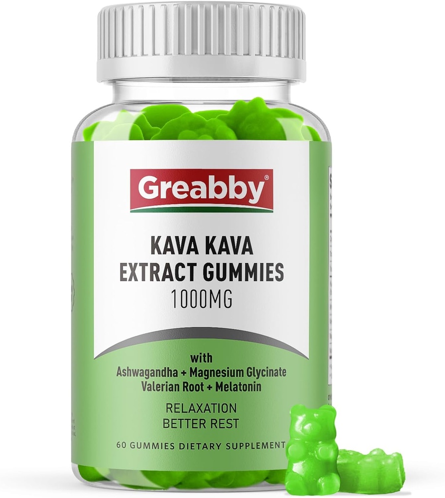 Kava Kava Gummies 1000mg Per Serving, Sleep Support, Natural Lemon Flavor, 60 Vegan Gummies, Stress Relief & Relaxation Supplement 2