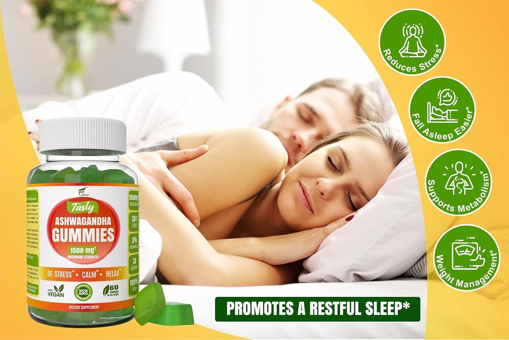 Ashwagandha Gummies Maximum Strength 1500mg - Relax, Uplift Energy Chew - Sleep Support, Immune Health, Calm Mood, Contains Withanolides, Vegan, Plant Based, Non-GMO, Gluten-Free 5