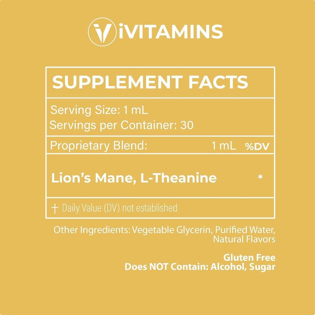 Mood Support Supplement | May Help to Improve Mood, Reduce Stress, Enhance Cognitive Function & More | Stress Relief Supplement | L Theanine | Lions Mane Supplement | L Theanine Supplement | 1 fl oz 3
