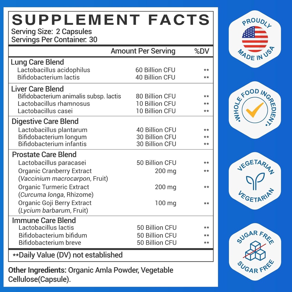 Probiotics for Men, 500 Billion CFU & 12 Mens Probiotic for Digestive Health + 4 Organic Prebiotic Fiber, for Digestive, Gut, Immune Health, Bloating, Gas, Energy Support, Shelf Stable - 60 Capsules 3