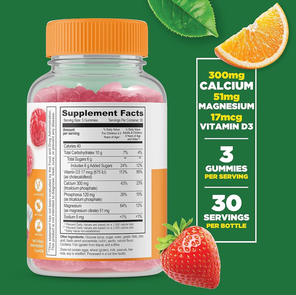 Lifeable Probiotics 5 Billion Kids + Calcium Magnesium Kids, Gummies Bundle - Great Tasting, Vitamin Supplement, Gluten Free, GMO Free, Chewable Gummy 4