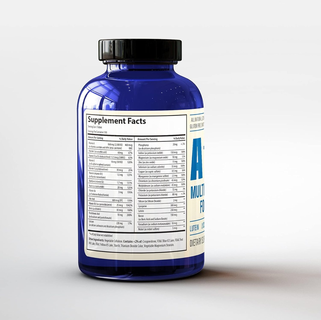 A to Z Multivitamin and Multimineral Supplement for Men - 3 Month Supply - Vitamins A C D E K B1 B2 B6 B12 Magnesium Calcium Biotin Potassium Zinc - Antioxidants for Heart & Immune Health (100 Count) 6
