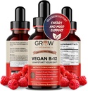 Vegan B12 Complex Liquid Sublingual Drops - Premium Methylcobalamin Supplement for Stronger Hair Skin & Nails Vitamin b12 b6 b5 b3 & b2 Natural Energy Boost, Immune System & Mental Focus Support 2