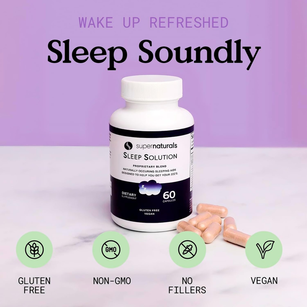 Health Sleep Solution, Sleep Supplement for Adults, Magnesium and Melatonin for Sleep Provides Natural Sleep Support, Vegan Ingredients, Gluten-Free Magnesium Sleep Supplement, 60 Capsules 5