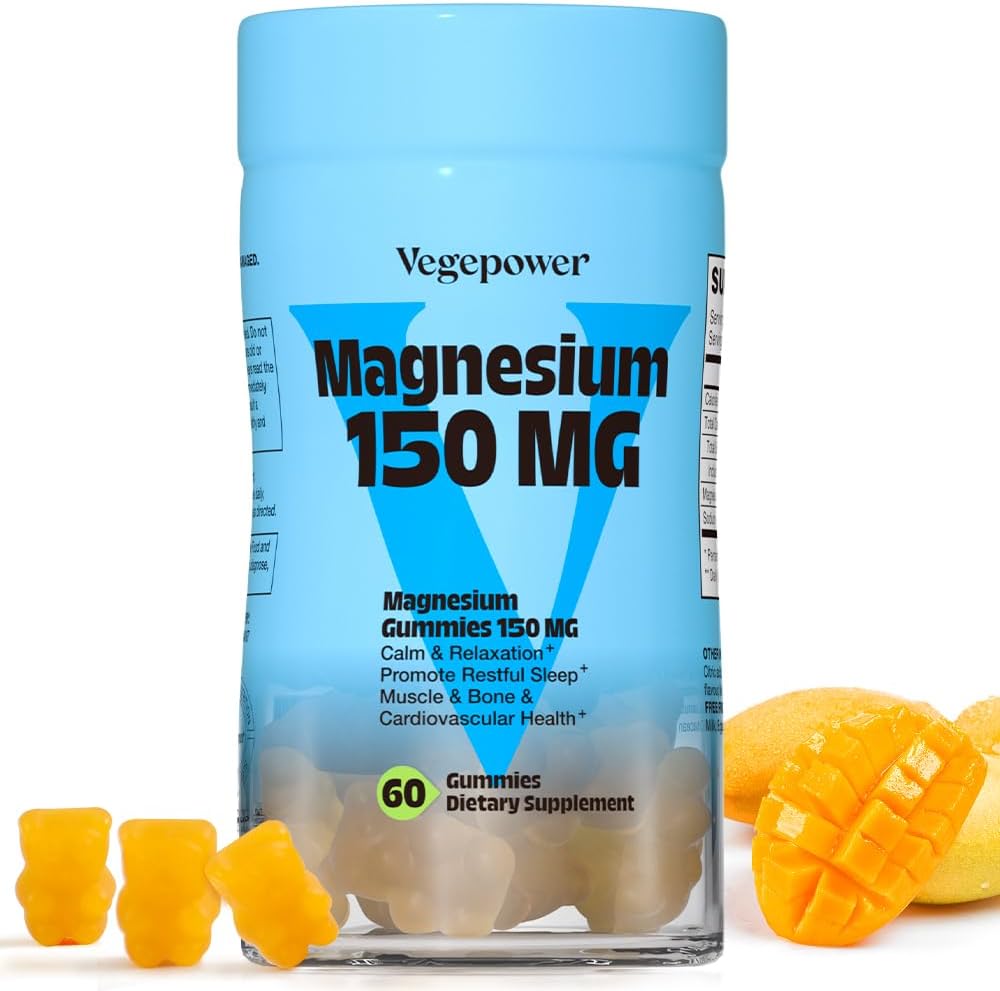 Vegan Magnesium Citrate Gummies, 150mg Magnesium Gummies for Adults & Kids, High Absorption Calm Magnesium Supplement for Sleep, Muscle Relax, Nerve and Bone Health, Gluten Free, Non-GMO, 60 Gummies 2