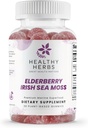 Healthy Herbs Organic Sea Moss Gummies - Concentrated 2100mg Irish Sea Moss + Elderberry Essentials Blend - Advanced Once-Daily Formulation Made with Apple-Extracted Gummy (30 Count) 2