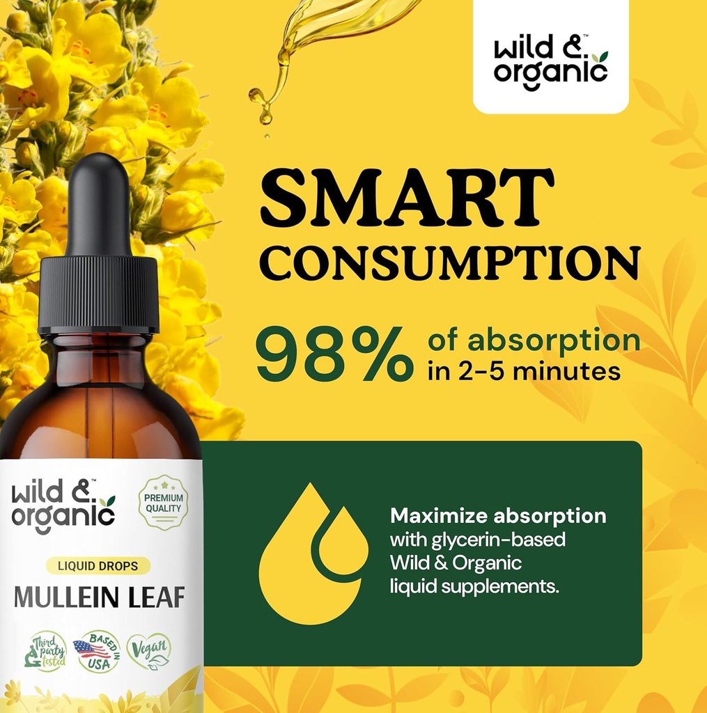 Wild & Organic Mullein Drops 2 oz & Chlorophyll Gummies 60 Chews 5