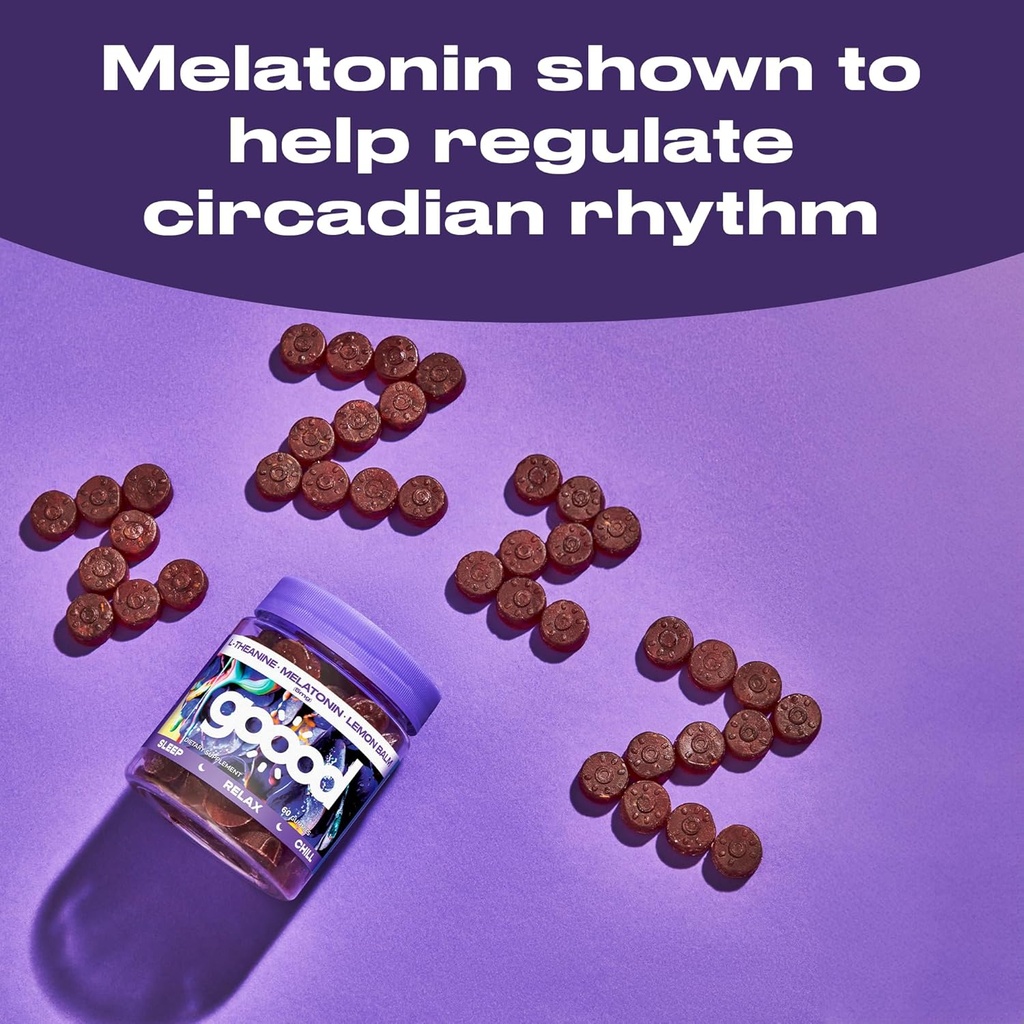 Goood Sugar Free Melatonin Gummies 5mg - Sleep Gummies for Adults - Sleep Supplement with L-Theanine - Melatonin 5mg Gummies - Gluten Free & Non GMO Sleeping Gummies for Adults for Calm Sleep 60 Ct 5