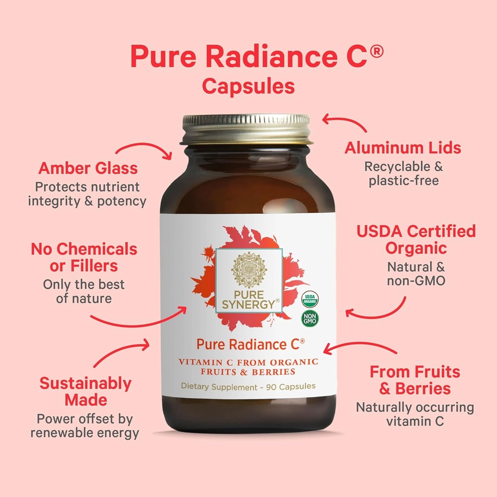 PURE SYNERGY Men’s Multivitamin, Stress, and Energy Essentials Bundle | Whole Food Multi with Adaptogens and Cordyceps | Natural Vitamin C Immune Supplement | Vegan, Non-GMO, and Organic Ingredients 5
