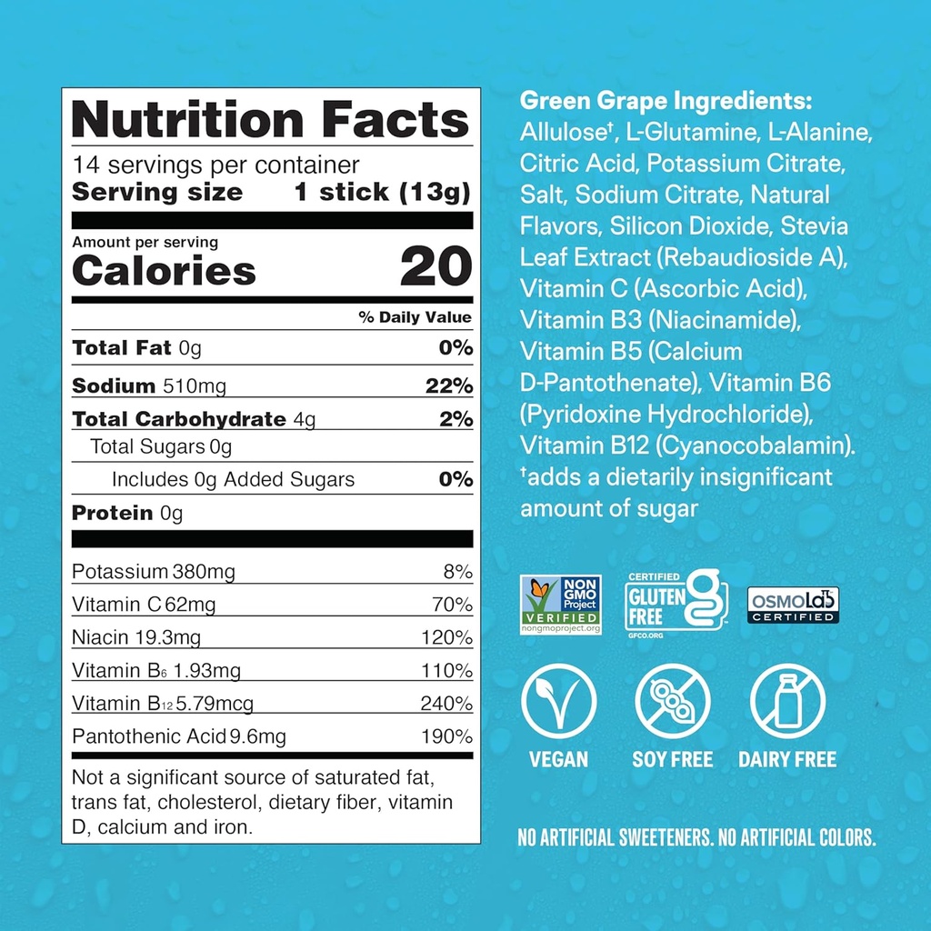Liquid I.V.® Hydration Multiplier Sugar-Free - Green Grape | Electrolyte Powder Drink Mix | 3 Pack (42 Servings) 3