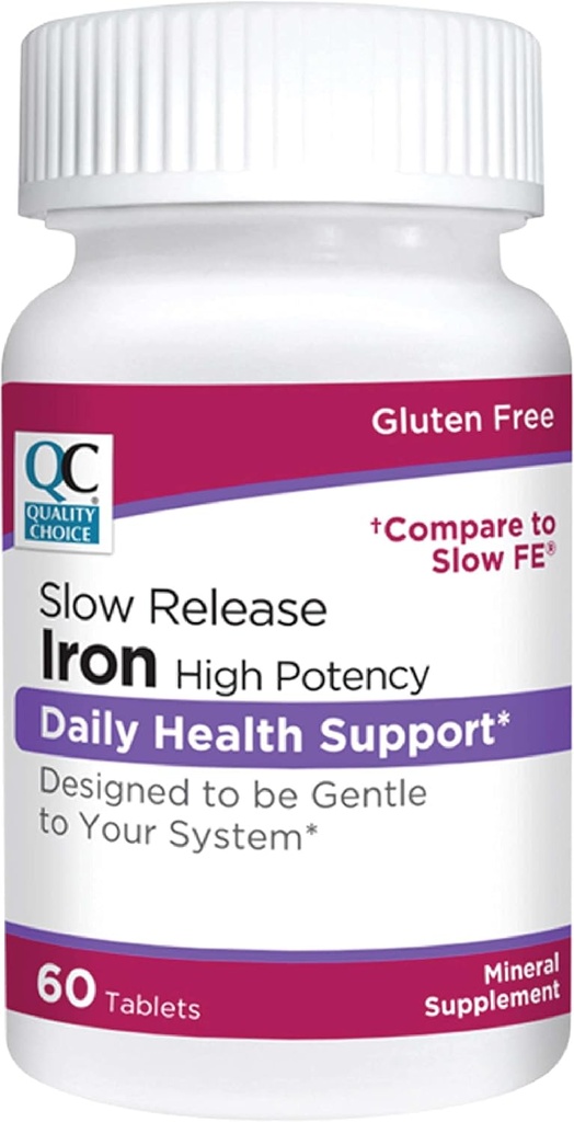 Quality Choice Iron High Potency Slow Release Tablets, 45mg, 60 Tabets Each (Pack of 8) 2