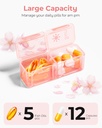 Zoksi Am Pm Pill Organizer 7 Day, Weekly Pill Box 2 Times a Day, Medicine Pill Organizer with Separate Compartment, Travel Pill Case Dispenser Portable for Vitamins, Fish Oils, Medicines(Pink) 4