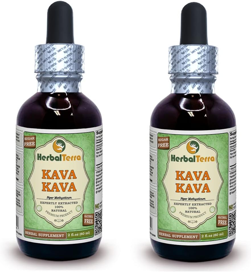 Kava Kava (Piper Methysticum) Glycerite, Dried Root Alcohol-Free Liquid Extract (Brand Name: HerbalTerra, Proudly Made in USA) 32 fl.oz (0.95 l) 4