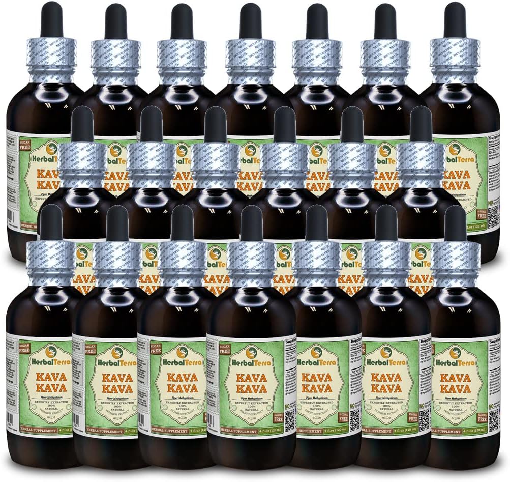 Kava Kava (Piper Methysticum) Glycerite, Dried Root Alcohol-Free Liquid Extract (Brand Name: HerbalTerra, Proudly Made in USA) 32 fl.oz (0.95 l) 6