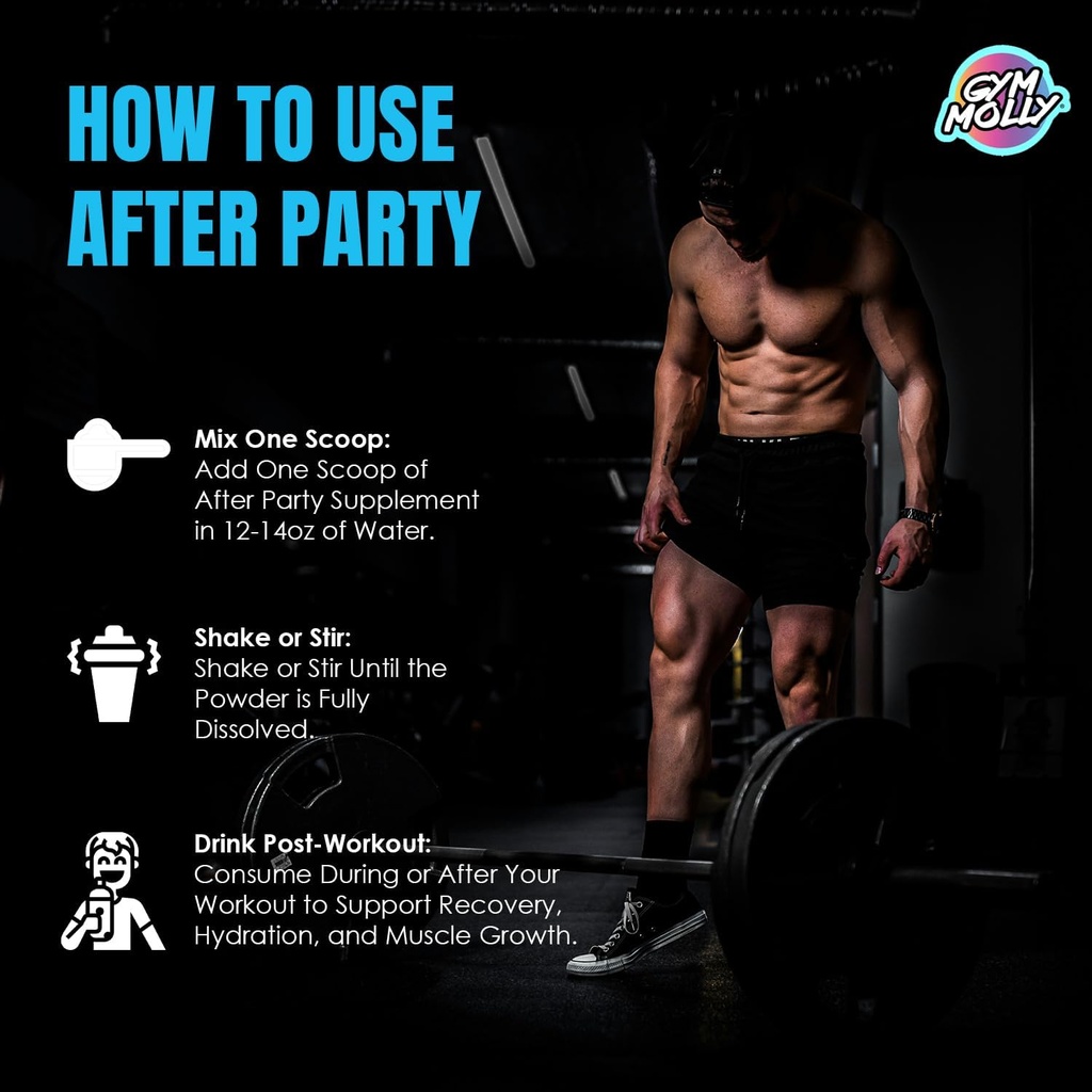 Gym Molly After Party Vegan BCAA Powder, Electrolyte Powder, BCAA Amino Acids After Post Workout Recovery Drink, Zero Carbs, Zero Sugar, 35 Calories Caffeine-Free (Strawberry Kiwi) 6