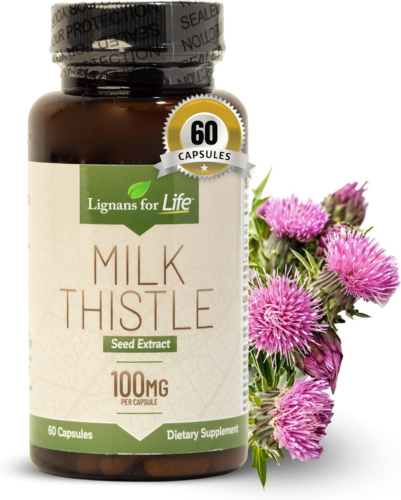 Lignans for Life Milk Thistle Seed Extract Herbal Supplement for Dogs, 100mg - 60 Vegetarian Capsules, Canine Liver Health 2