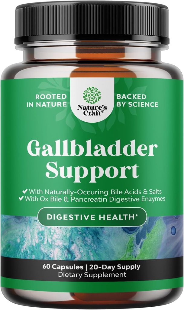 Ox Bile Salts for Gallbladder Support - Purified Bile Salts Supplement with Pancreatin Digestive Enzymes Ox & Betaine HCL - Supplements for No Gallbladder & Digestive Health 20 Days 2