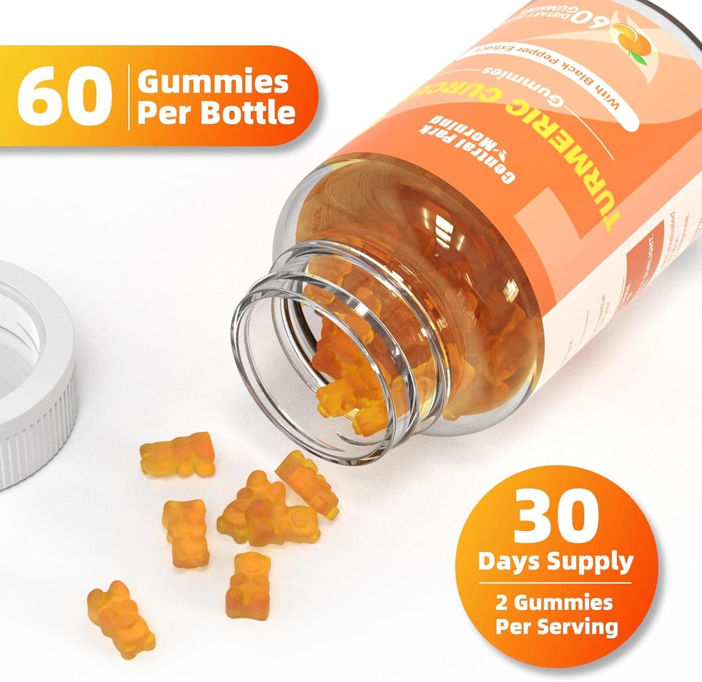 Turmeric Curcumin Gummies, Extra Strength Joint Support Gummies with Turmeric Curcumin, Vegan Non-GMO, Dietary Supplement, 60 Count 6