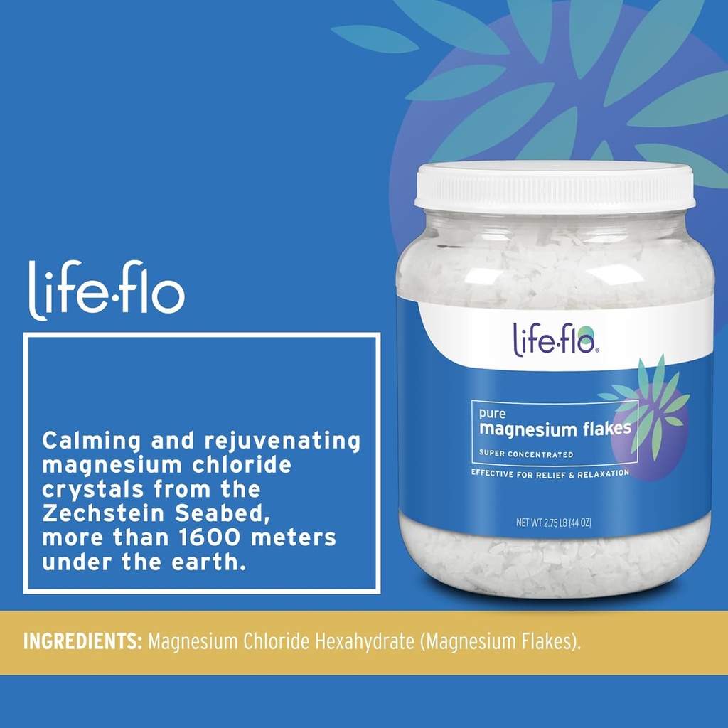 Life-flo Pure Magnesium Oil Spray 8oz and Magnesium Flakes for Bath 44oz - Magnesium Chloride from The Zechstein Seabed - Relief and Relaxation Bundle - Soothes Muscles and Joints - 60-Day Guarantee 4