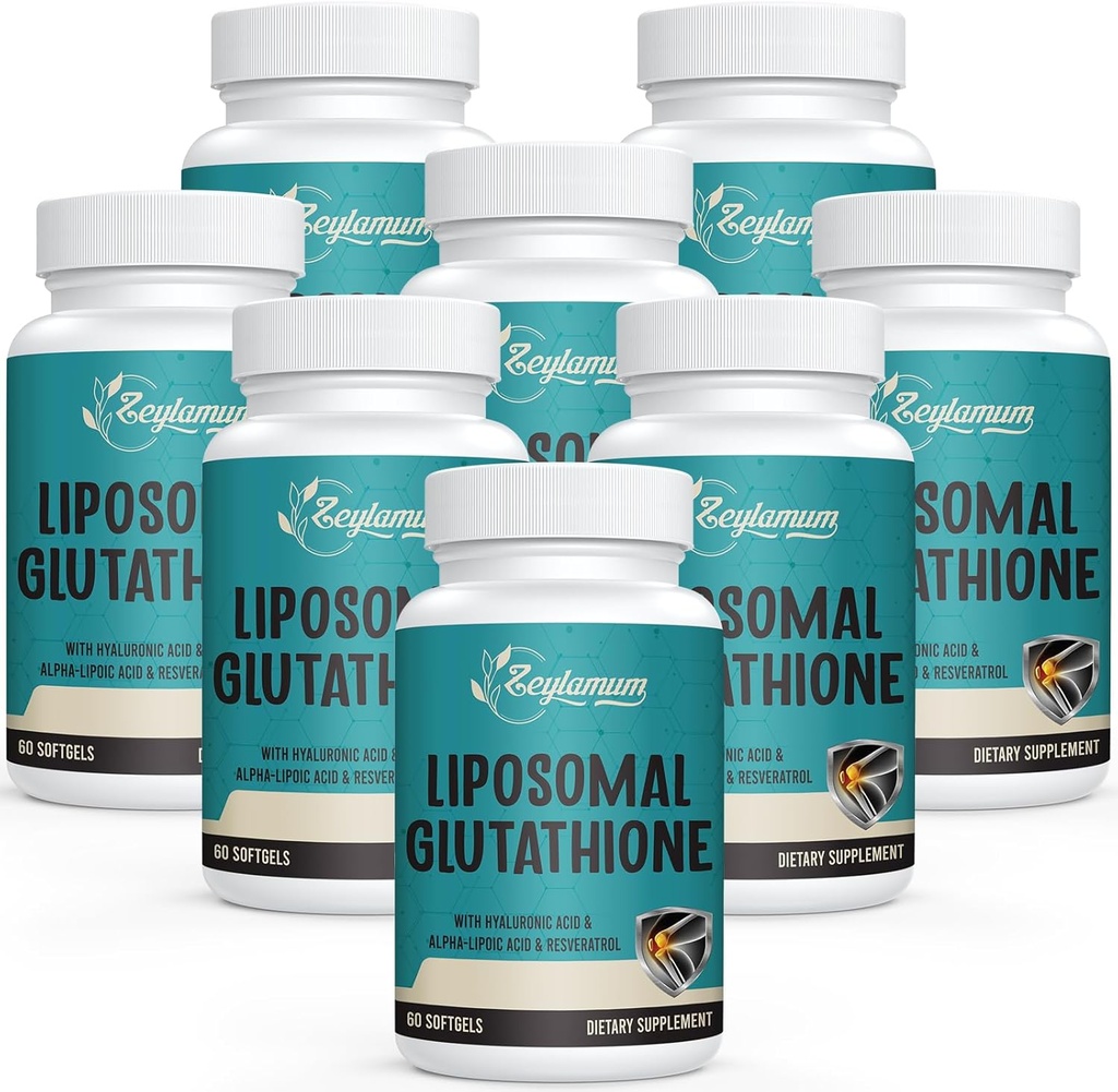 2400 MG Liposomal Glutathione Softgels, Max Absorption, Active Form L-Glutathione Reduced (GSH), with Hyaluronic Acid, Resveratrol, Master Antioxidants for Detox, Brain, Immune System, 480 Softgels 2