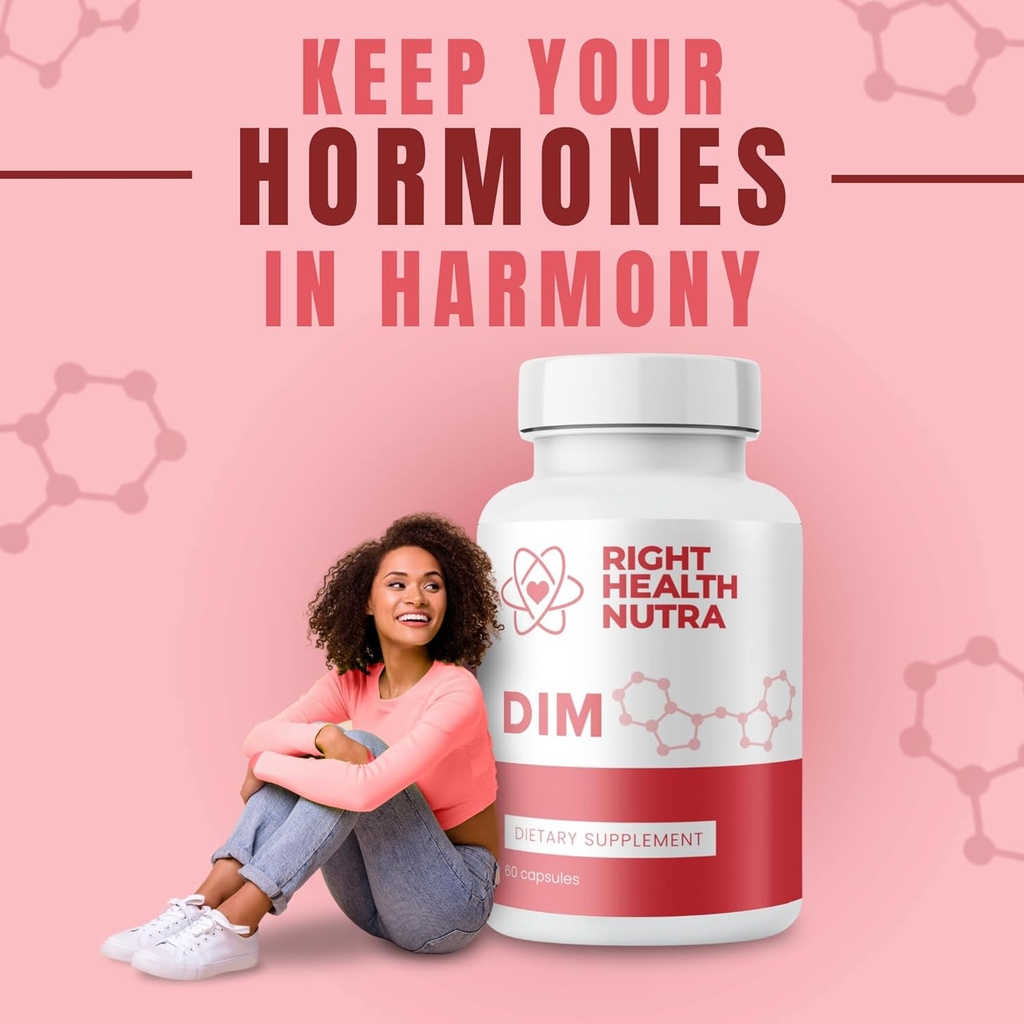 Right Health Nutra DIM Supplement 200 mg - 60 Capsules - Formula with Diindolylmethane, Cabbage Powder, Broccoli Powder & Pomegranate Extract - Plant-Based Support for Wellness 5
