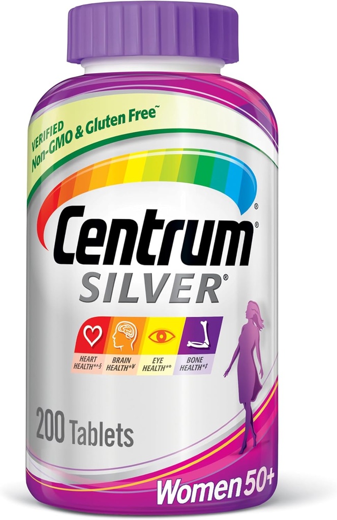 Centrum Silver Women's Multivitamin for Women 50 Plus, Multivitamin/Multimineral Supplement with Vitamin D3, B Vitamins, Calcium and Antioxidants, Gluten Free, Non-GMO Ingredients - 200 Count 2