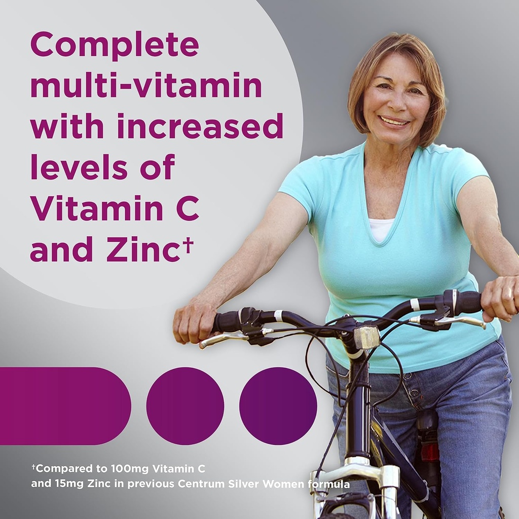 Centrum Silver Women's Multivitamin for Women 50 Plus, Multivitamin/Multimineral Supplement with Vitamin D3, B Vitamins, Calcium and Antioxidants, Gluten Free, Non-GMO Ingredients - 200 Count 4
