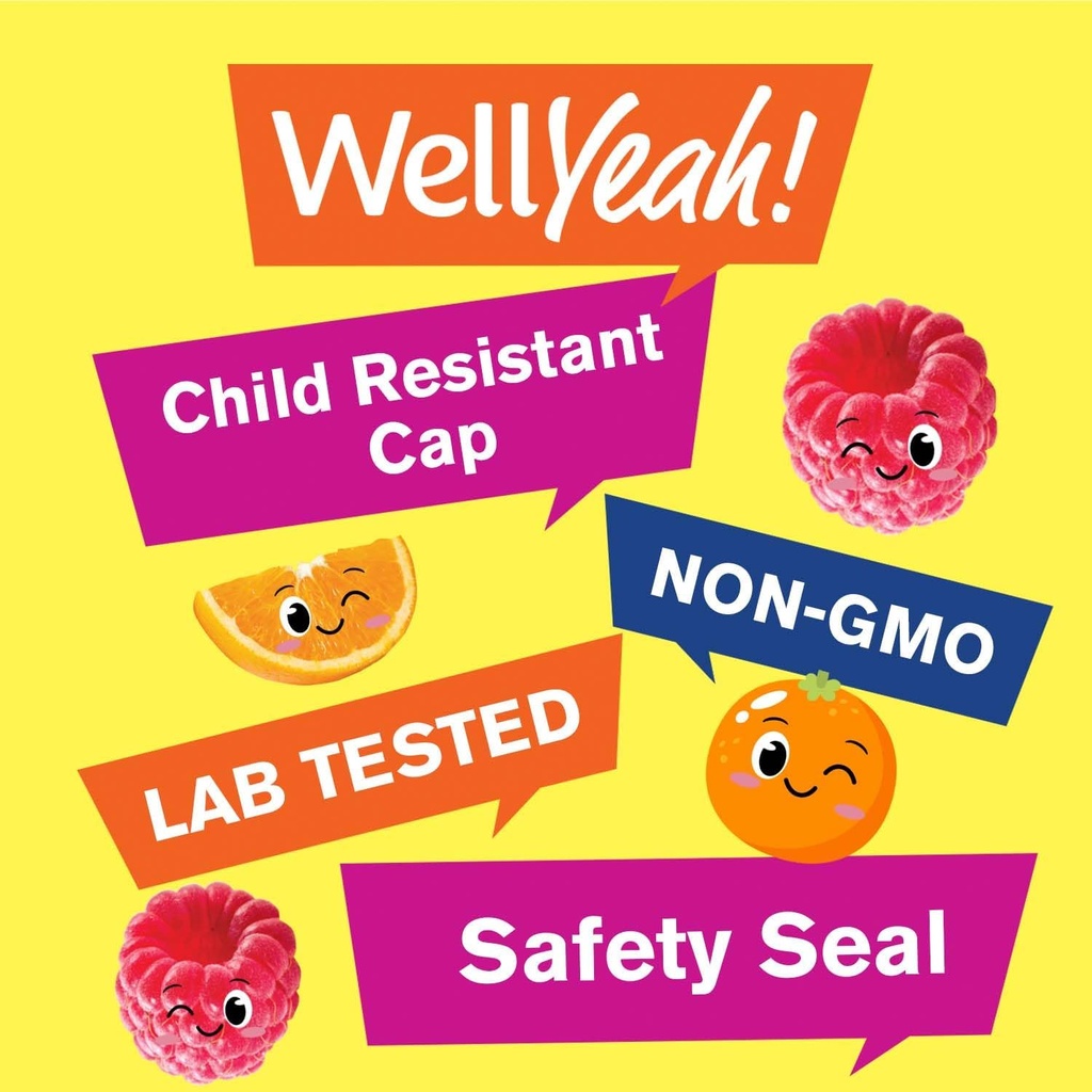WellYeah Calcium 500mg + Vitamin D3 1000 IU (25 mcg) Gummies for Kids - Bone Health and Muscle Supprt, Immune Support Gummy, Non GMO, Gluten Free, Mix Fruit Flavors - 60 Gummies 6