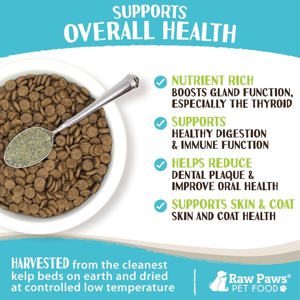 Raw Paws Organic Kelp Powder for Dogs & Cats (16-Ounce) - Supports Thyroid, Digestive & Immune Health - Dried Sea Kelp for Dogs - Seaweed Powder Supplement 5