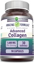 Amazing Formulas Advanced Collagen Supplement | Collagen Type I, II & III with Vitamin C & Hyaluronic | 1600 Mg Per Serving | 90 Capsules | Non-GMO | Gluten-Free | Made in USA 2