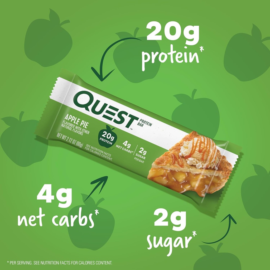 Quest Nutrition Apple Pie Protein Bar, 20g Protein, 4g Net Carbs, 2g Sugar, Gluten Free, Keto Friendly, 12 Count 3