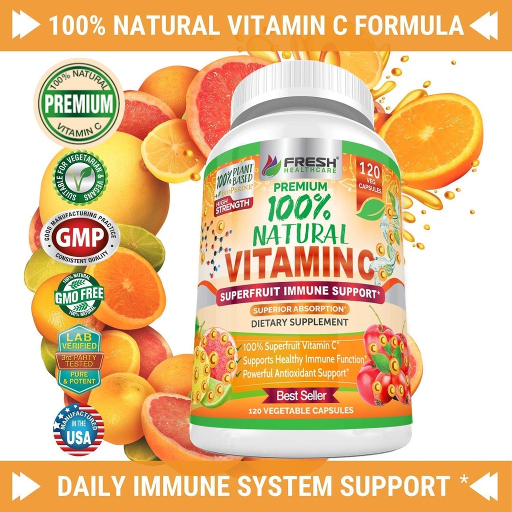 FRESH HEALTHCARE Black Seed Oil and 100% Natural Vitamin C - Bundle 5