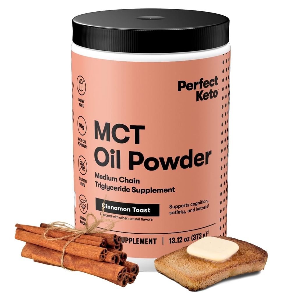 Perfect Keto 7g MCT Oil Powder, Medium Chain Triglycerides Supplement, Non Dairy Coffee Creamer for Keto Diet, Ketogenic MCT Oil Mix for Coffee, Smoothie, Protein Shakes, Cinnamon Toast, 30 Servings 2