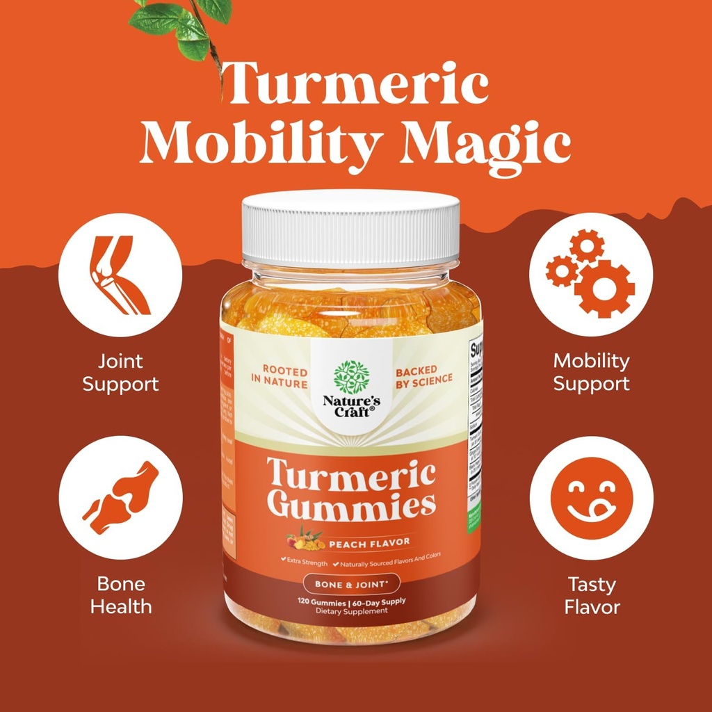 Bundle of G-Curve Breast and Butt Enhancer Pills May Support Voluptuous Curves and Turmeric Gummies for Adults Peach Flavor - Extra Strength Joint Support Gummies with Turmeric Curcumin 6