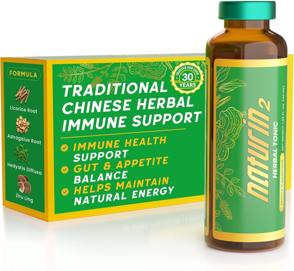 Herbal Immune Support & Adaptogen Drink - 12 Vials (40ml) | 30 Years of Herbal Wellness for Vitality, Energy & Digestive Health - Licorice Root, Astragalus, Hedyotis, Reishi Mushroom Extract 2