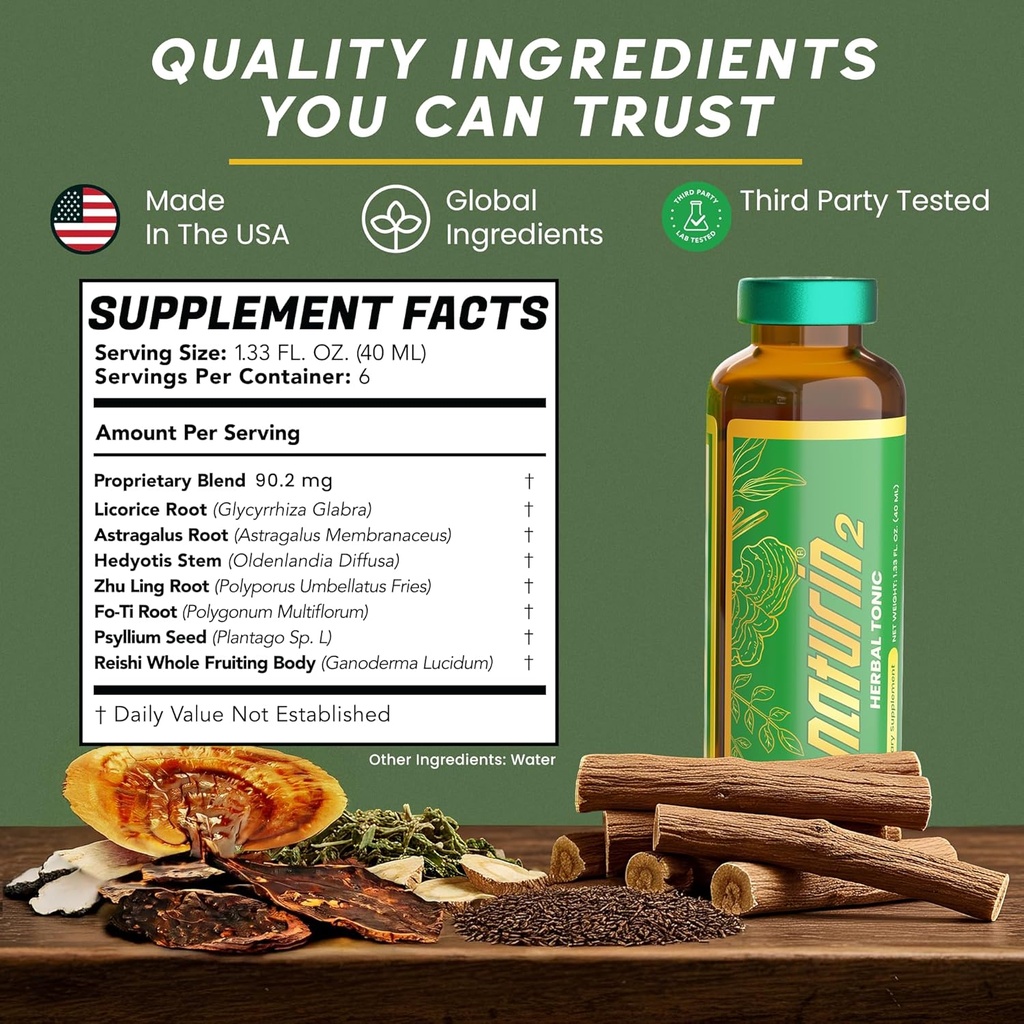 Herbal Immune Support & Adaptogen Drink - 12 Vials (40ml) | 30 Years of Herbal Wellness for Vitality, Energy & Digestive Health - Licorice Root, Astragalus, Hedyotis, Reishi Mushroom Extract 5