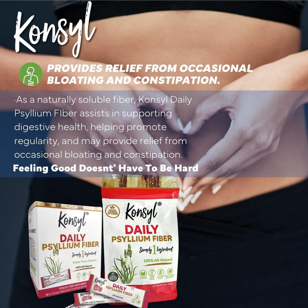 Konsyl Daily Psyllium Fiber Combo -100% All Natural Psyllium Fiber Stick Packs and 540g Bag- All-Natural Soluble Fiber, Supports Digestive Health, Helps Provide Relief from Occasional Cons 6