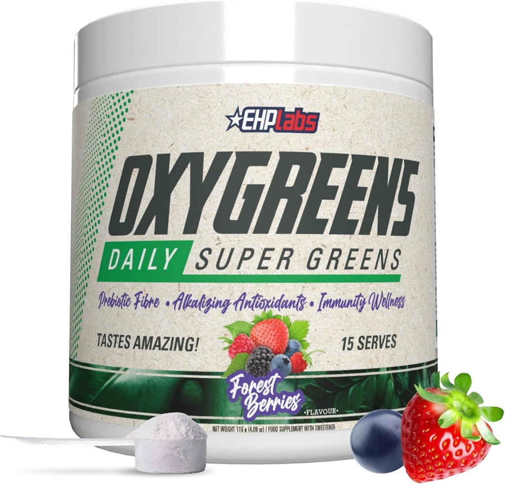 EHP Labs OxyGreens Super Greens Powder - Spirulina & Chlorella Superfood, Green Juice Powder & Greens Supplements with Prebiotic Fibre, Antioxidants & Immunity Support, 30 Serves (Guava Paradise) 2