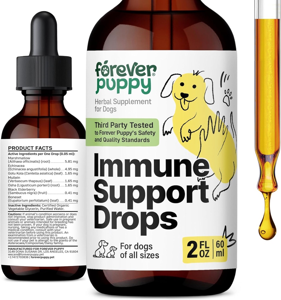 Forever Puppy Immune Drops for Dogs - Echinacea & Mullein Leaf Tincture for Pets - Liquid Immune Support Supplement for Dogs of All Breeds & Sizes - 2 oz 2