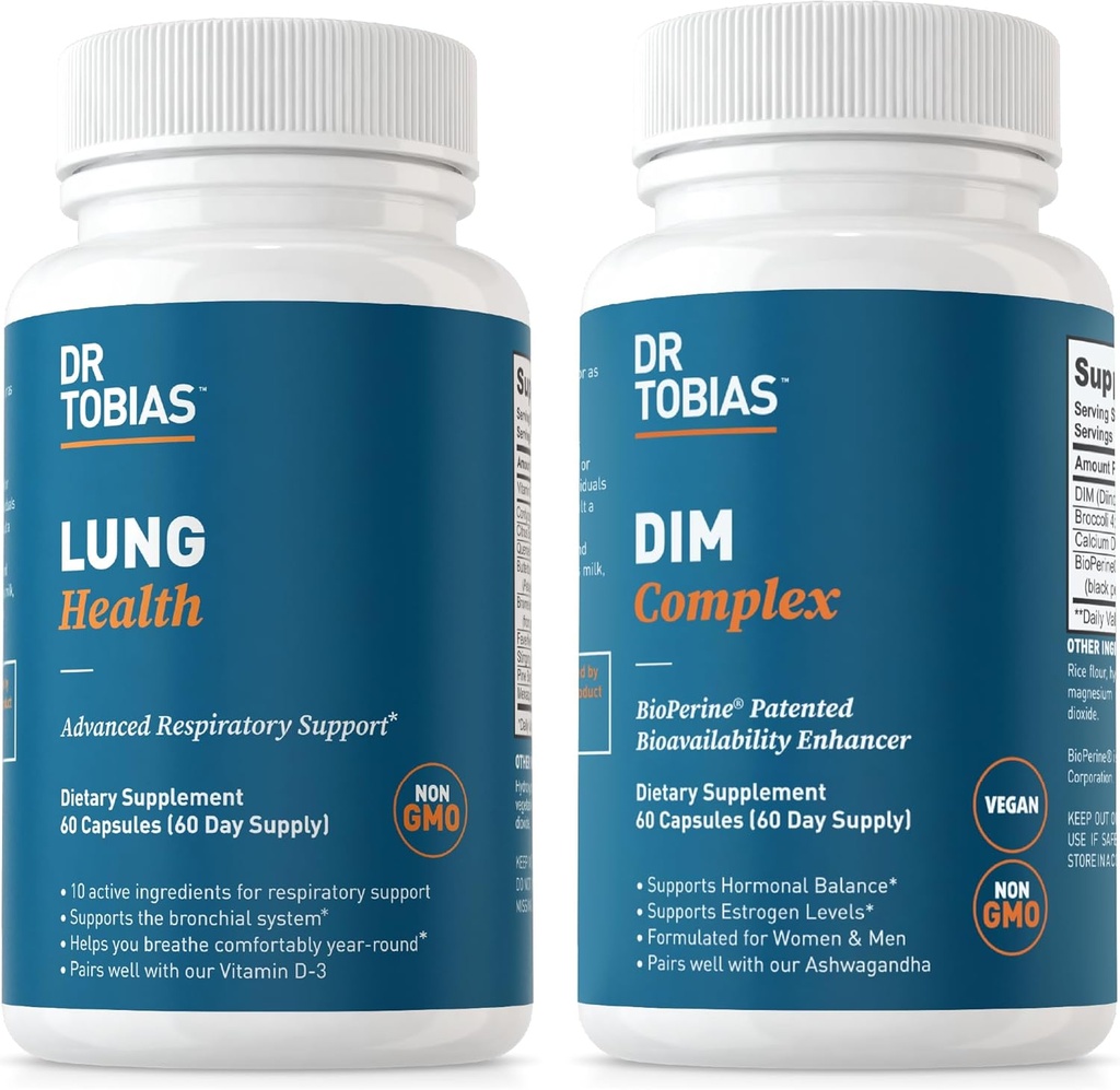 Dr. Tobias Lung Health & DIM Complex Supports Lung Cleanse & Detox Formula, Estrogen Detox & Balance Complex, for Men & Women, Non-GMO 2