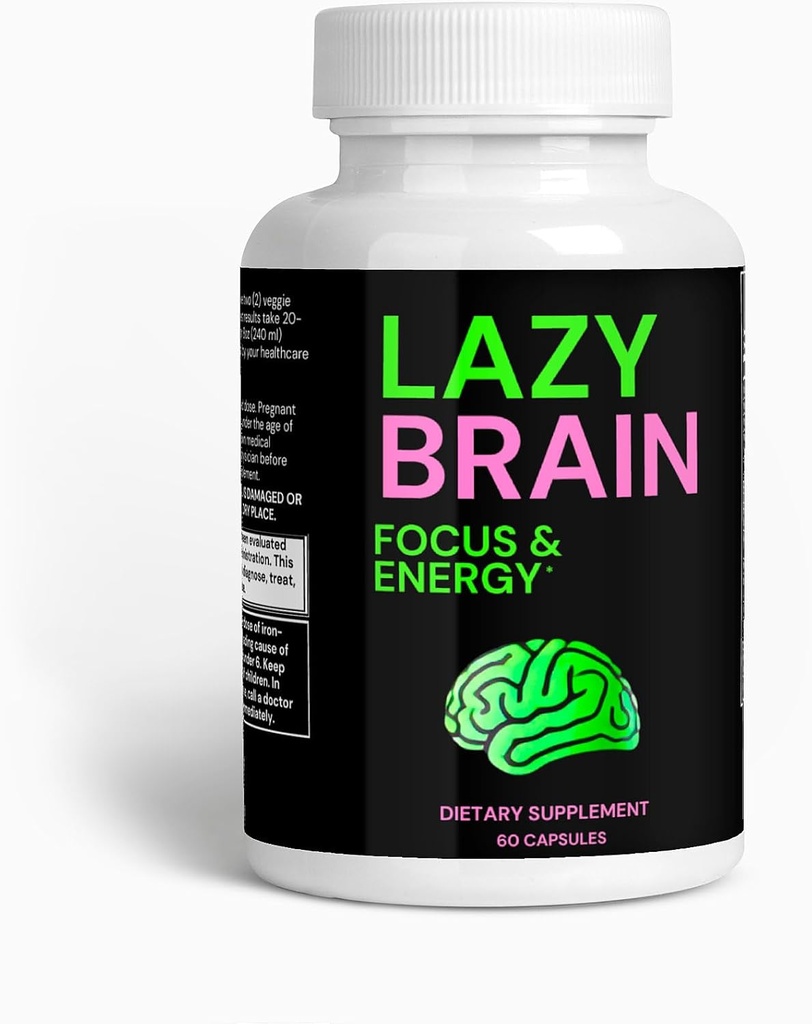 Lazy Brain Supplement - DMAE Bitartrate, L-Glutamine, Bacopa Extract, GABA - Brain Nootropic for Energy, Focus, Overall Wellness, & Immune Support - 60 Capsules 2