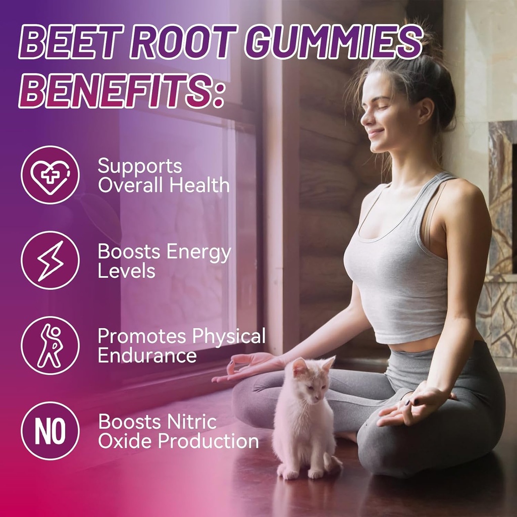 Beet Root Gummies, Beet Root Soft Chews with Beetroot, Grape Seed Extract & Beet Root Powder, Vegan, Non-GMO, 60 Count 4