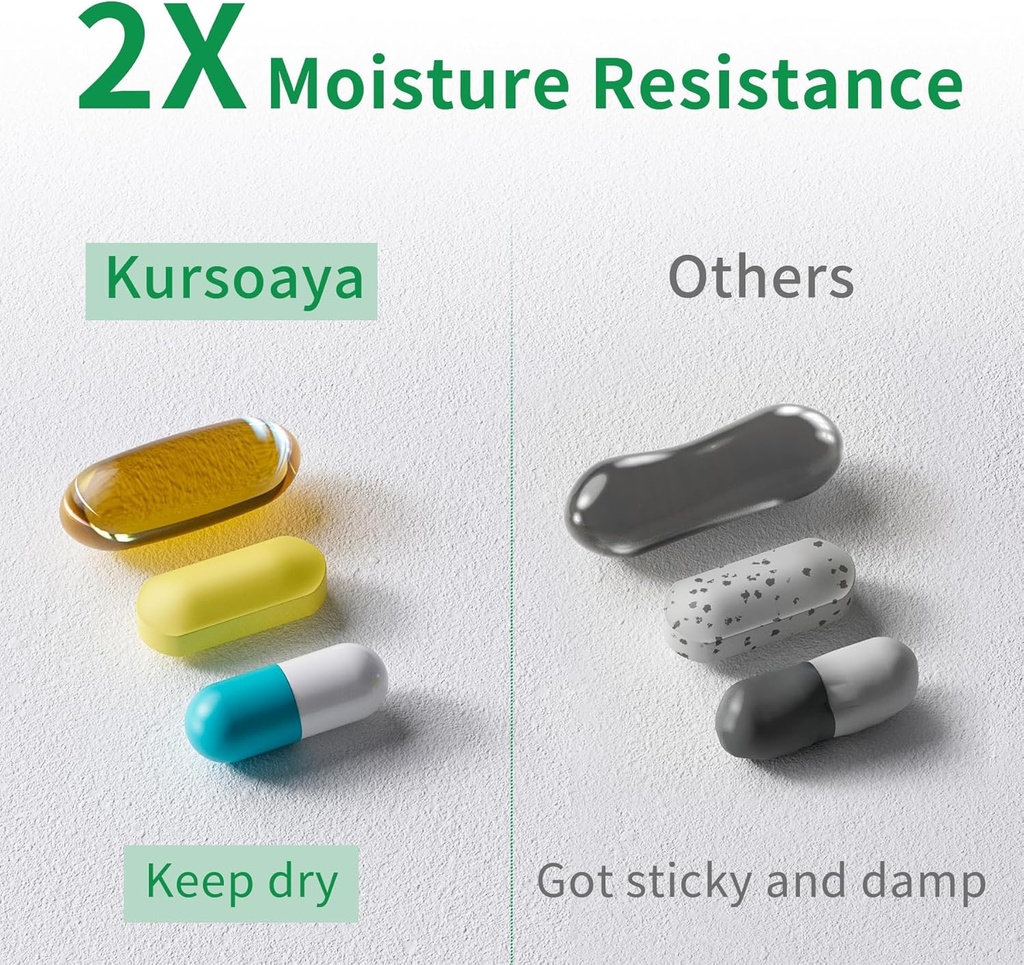 7 Day Weekly Metal Pill Organizer for Travel, Kursoaya Premium Aluminum Daily Pill Box, Cute Portable Pill Case, Large Capacity Pill Holder for Supplements, Pills, Vitamins, Medicine 4