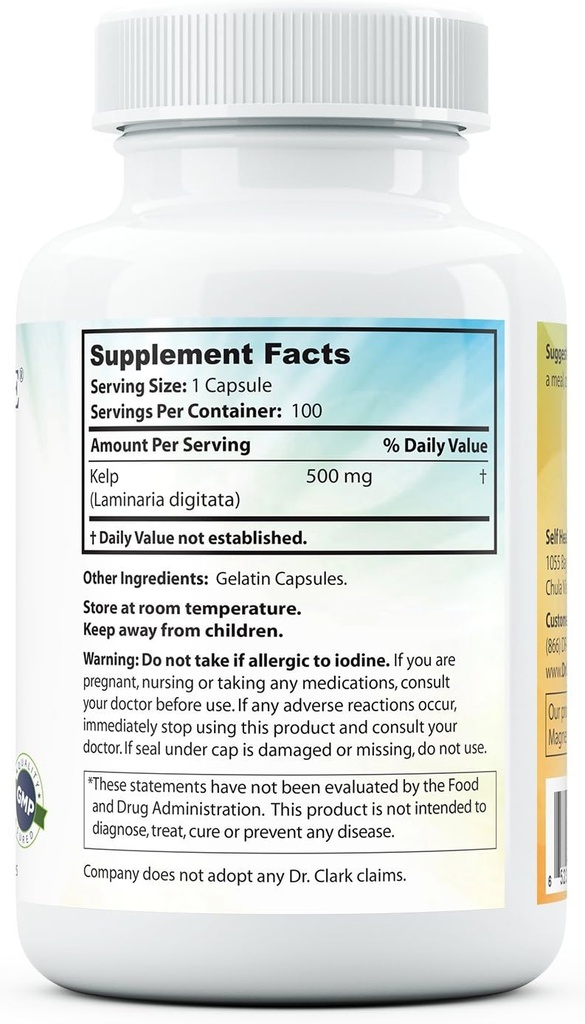 Dr. Clark Kelp Supplement, 500mg, 100 Capsules 5