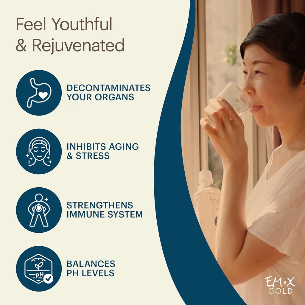 TeraGanix EM-X Gold Prebiotic, Anti Aging Drink, Dr. Formulated, Gut Flora Health Drink (50 Day Supply), Liquid Antioxidants Supplement, Balance pH (500mL) 3