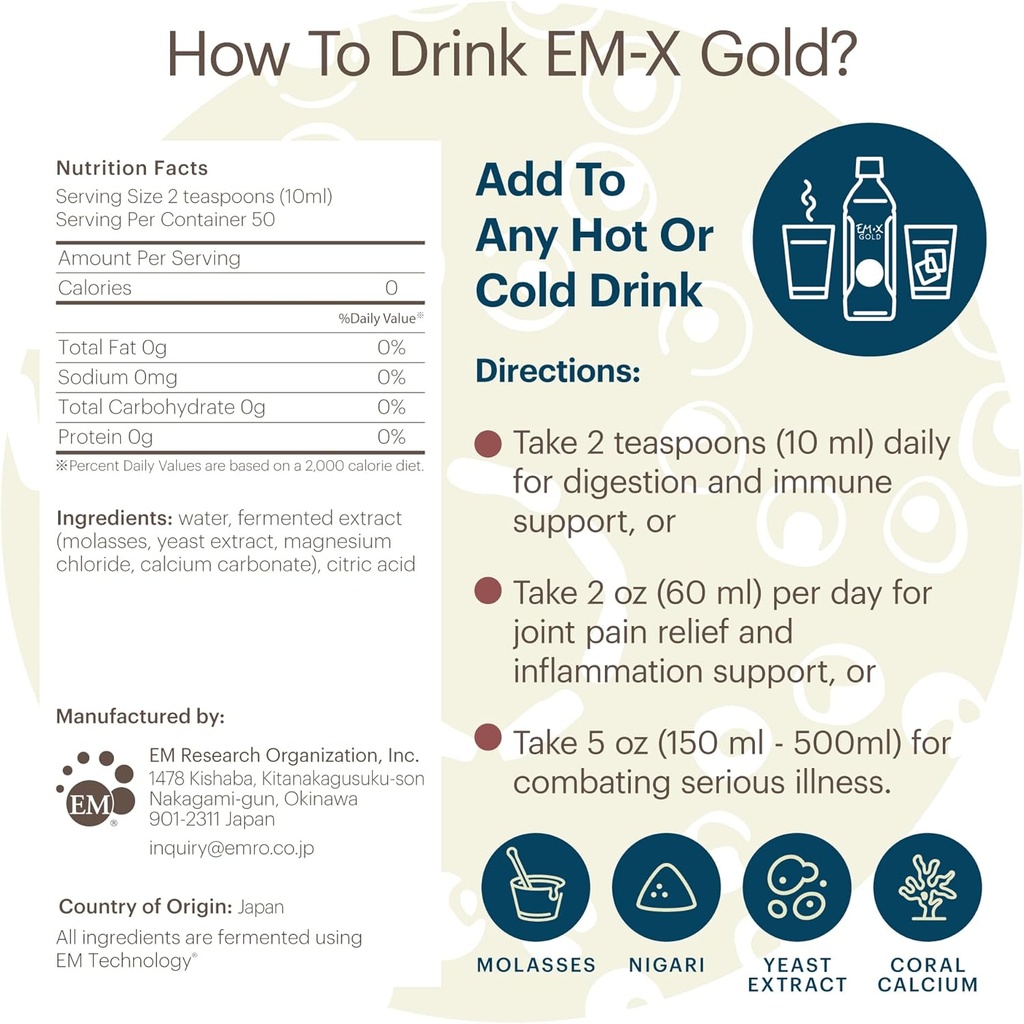 TeraGanix EM-X Gold Prebiotic, Anti Aging Drink, Dr. Formulated, Gut Flora Health Drink (50 Day Supply), Liquid Antioxidants Supplement, Balance pH (500mL) 4
