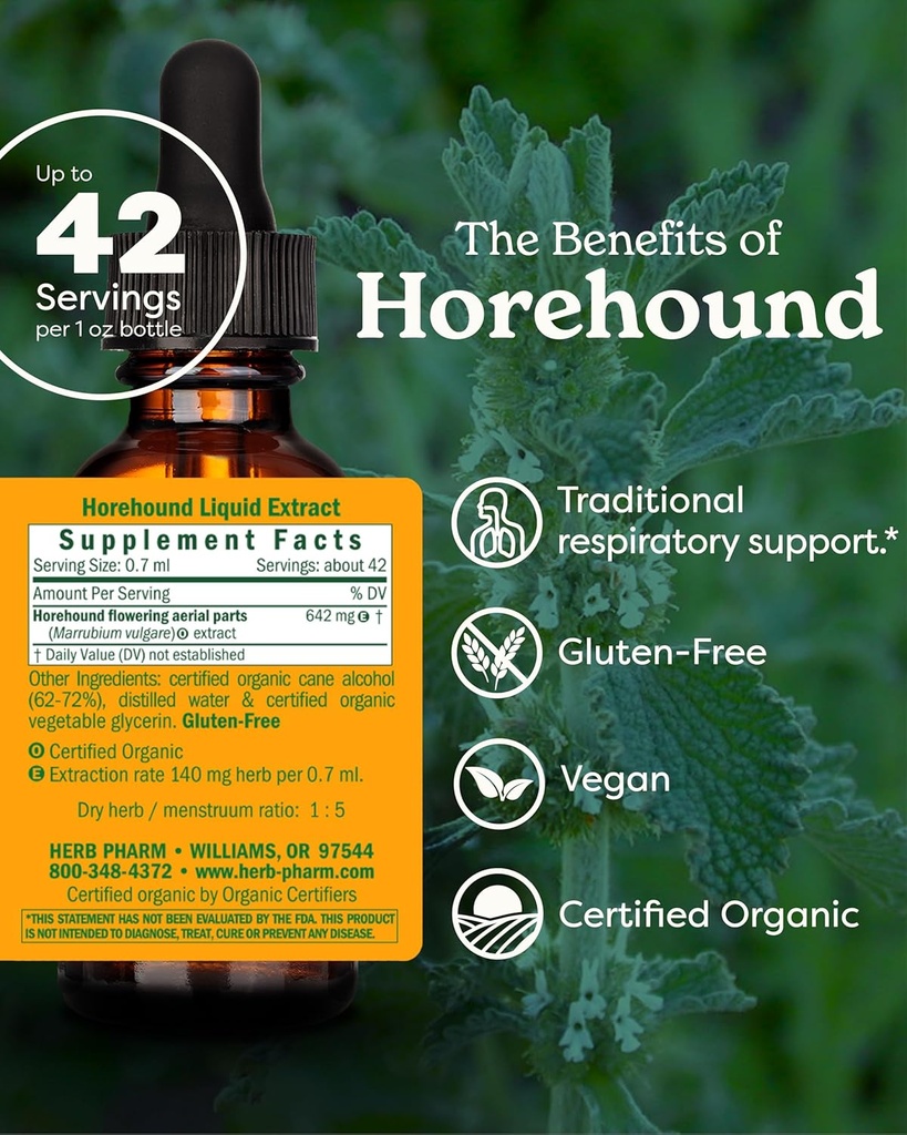 Herb Pharm Horehound Liquid Extract for Respiratory System Support - 1 Ounce 3