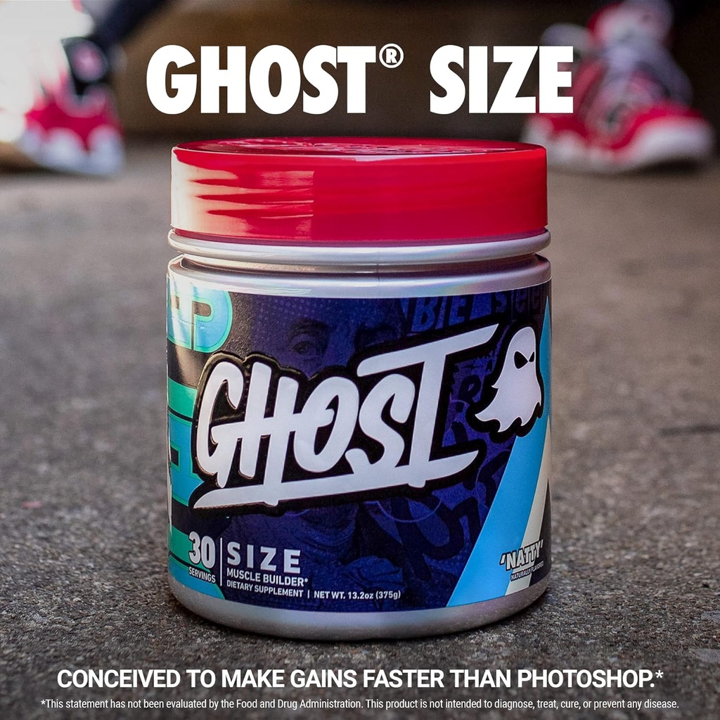 GHOST Size Muscle Builder Dietary Supplement - Natty, 30 Servings - Muscle Growth and Strength Building Supplements for Men & Women - Creatine, Betaine & Beta-Alanine - Free of Sugar & Gluten, Vegan 4