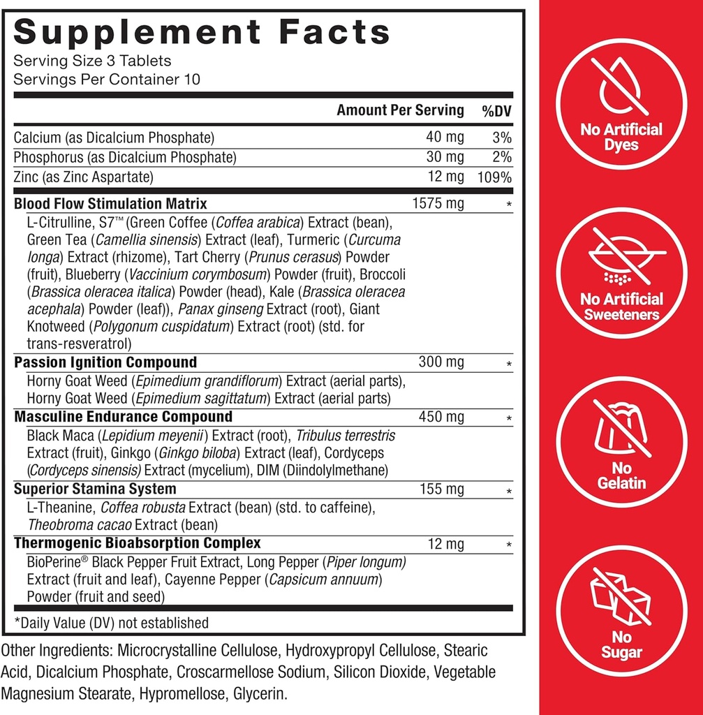 FORCE FACTOR Score! XXL Nitric Oxide Booster Supplement for Men with L-Citrulline, Horny Goat Weed, Black Maca, & Tribulus Terrestris to Increase Stamina, Energy, and Physical Performance, 30 Tablets 5