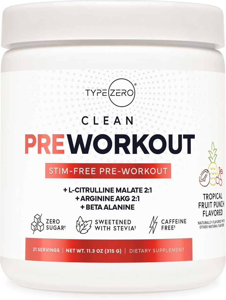 Ultra Clean Stim Free Pump Pre Workout + Nitric Oxide Booster (Fruit Punch) Beetroot, 7G Arginine Citrulline Malate, Betaine, Beta A, ACV+ - Sugar/Caffeine Free Natural Non Stim Preworkout Men & Women 2